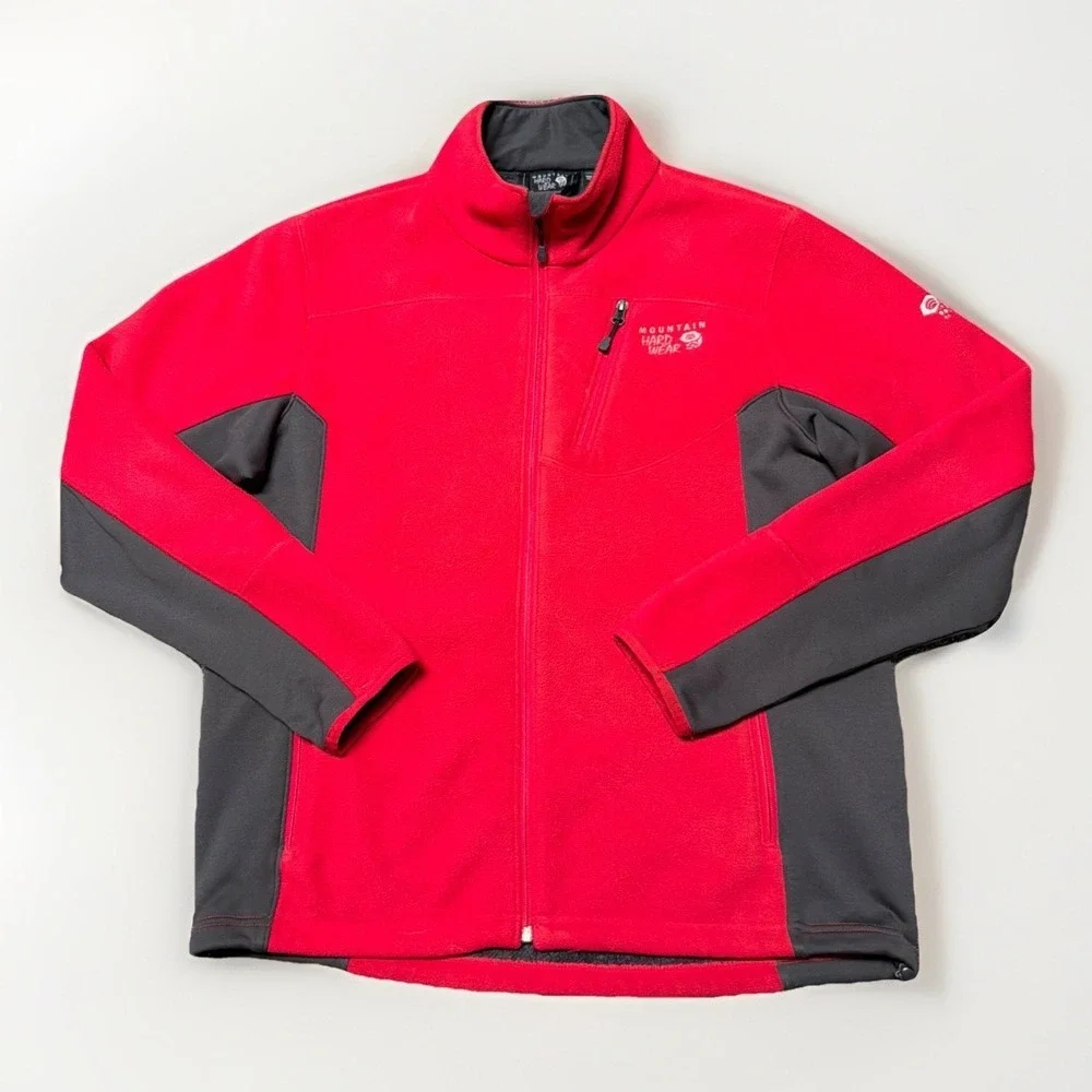 Mountain Hardwear‎ Jacket Mens L Red Dual Fleece Full Zip Sherpa Lined Outdoor